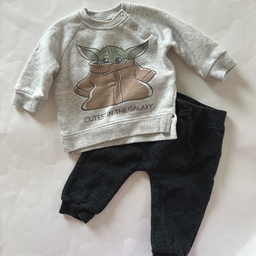 Baby Boy Two Piece Set Star Wars Grogu Sweat Set Size 0-3M